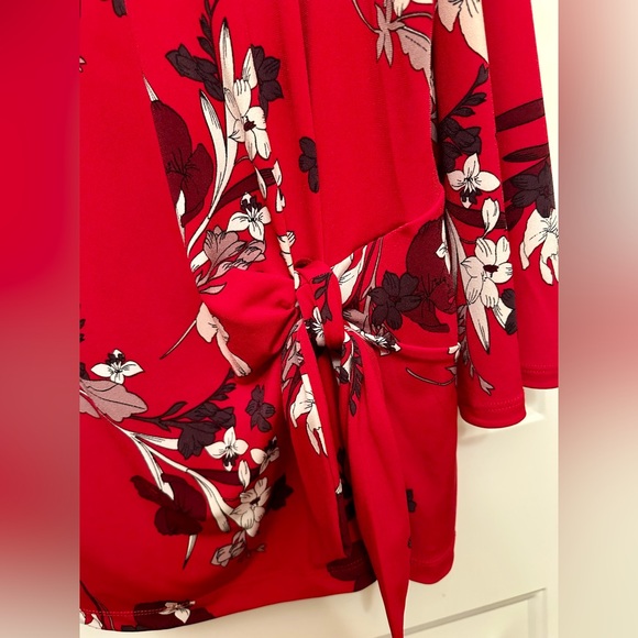 Liz Claiborne Red Floral Tie-Front Blouse-Flattering & Feminine- Ladies XXL - Picture 4 of 7